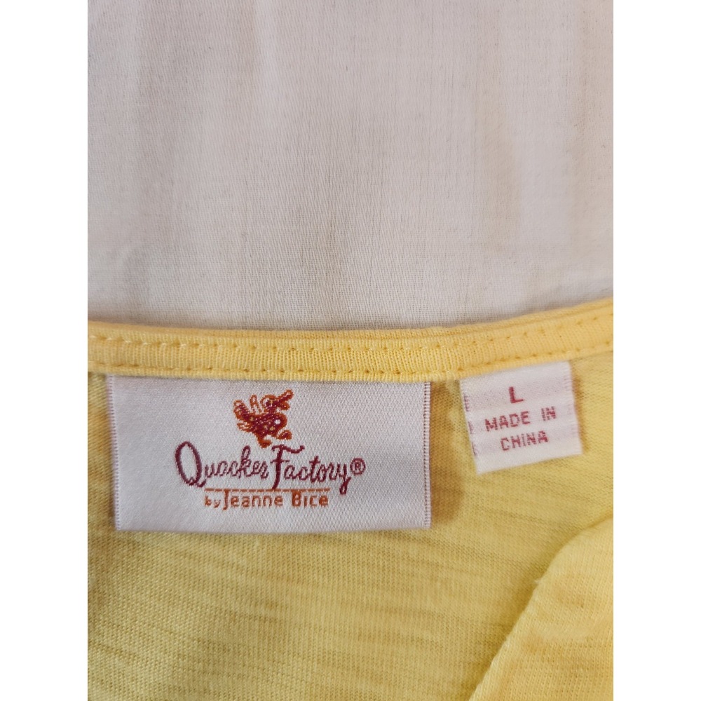 Quacker Factory Women's Yellow Blue Floral Embroidered Rhinestones Top Size L - Picture 8 of 13